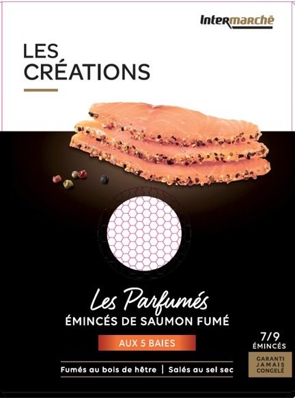 Rappel emince de saumon fume Les Creations vendu chez Intermarche
