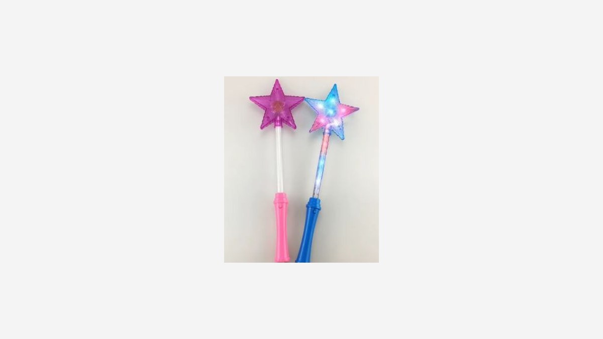 Photo officielle du jouet rappele : baton lumineux etoile en plastique bleu et transparent, objet du rappel RappelConso.