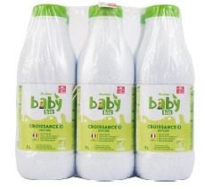 Pack de six briques de lait de croissance Auchan Baby Bio Croissance 1 litre, concerne par le rappel.